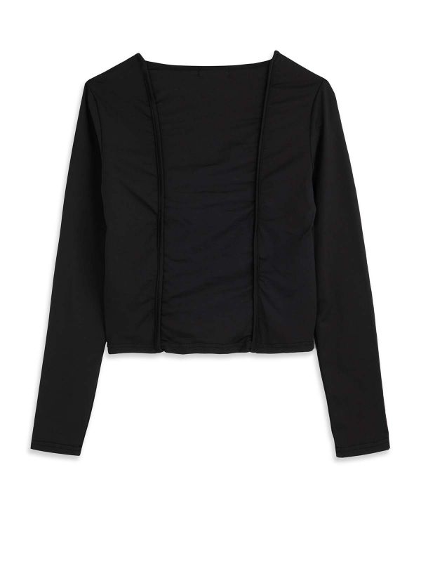 קרדיגן קרופ סרוג עם צווארון עגול בנות