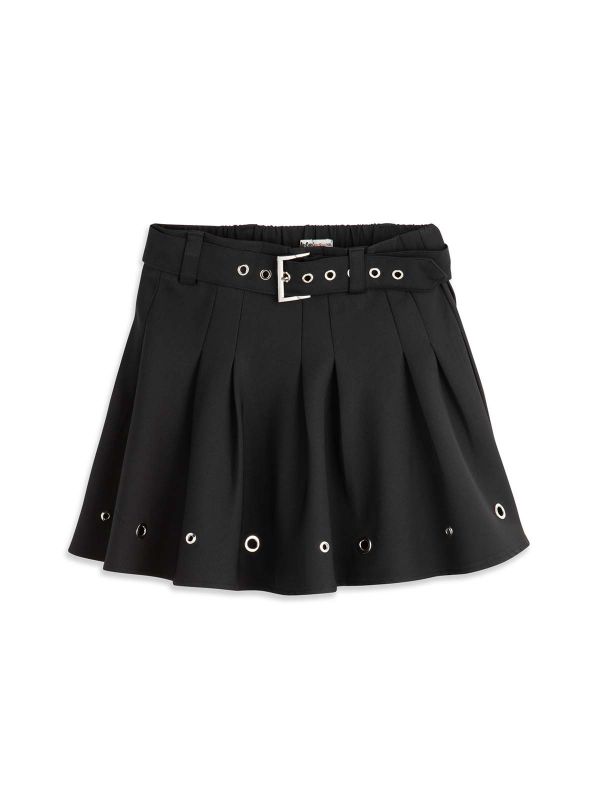 חצאית מיני שחורה עם חגורה בנות