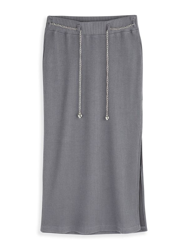 חצאית מקסי פסים אפורה בנות