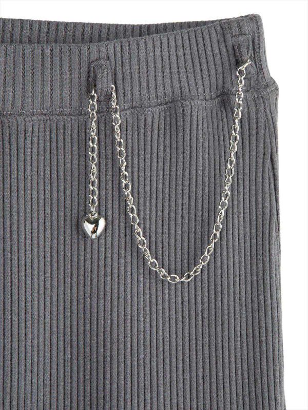 חצאית מקסי פסים אפורה בנות