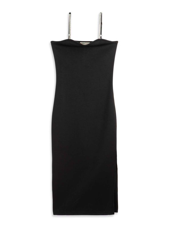 שמלת סליפ צמודה שחורה בנות