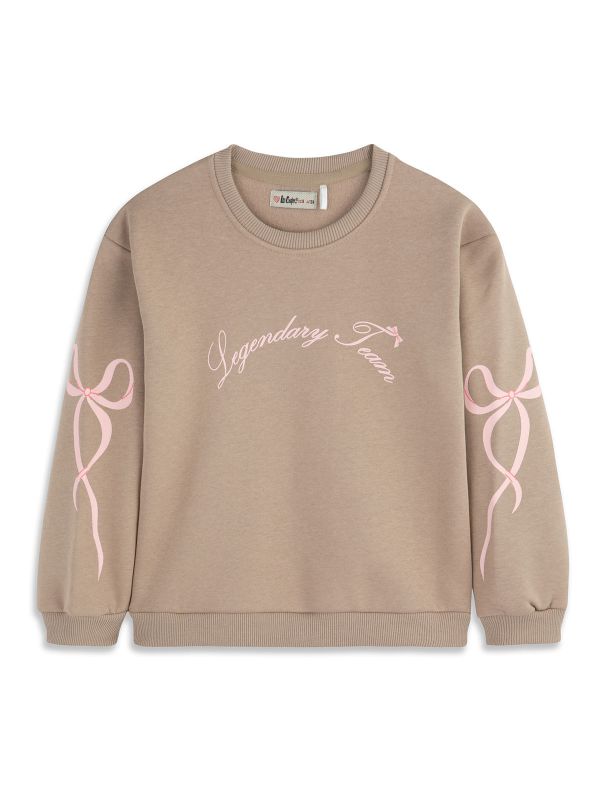 סווטשירט עם שרוכים בשרוולים בנות