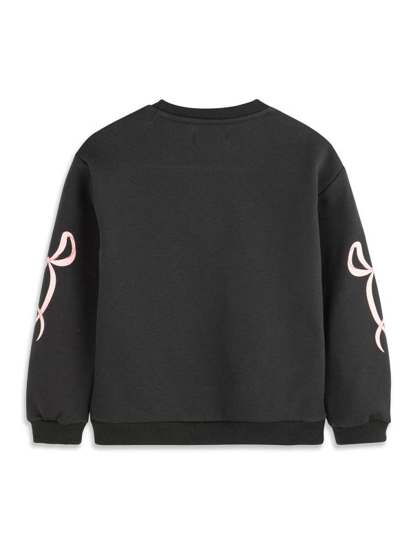 סווטשירט עם שרוכים בשרוולים בנות