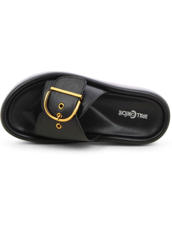 כפכפי פלטפורמה עם אבזם מוזהב לנשים