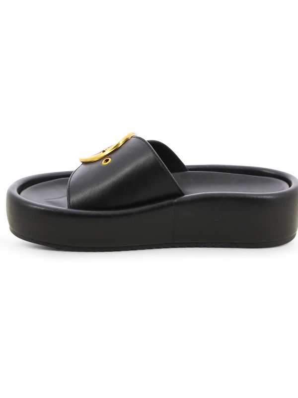 כפכפי פלטפורמה עם אבזם מוזהב לנשים