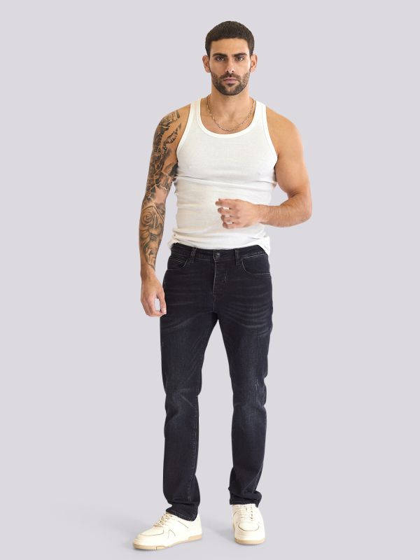 מכנסי ג?ינס DEEP ROOK בגזרה רגילה ושטיפה כהה עמוקה לגברים