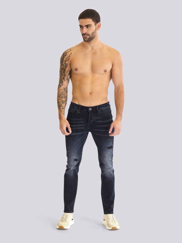 מכנסי ג?ינס BLK MARTIN בגזרה ישרה בצבע שחור קלאסי לגברים