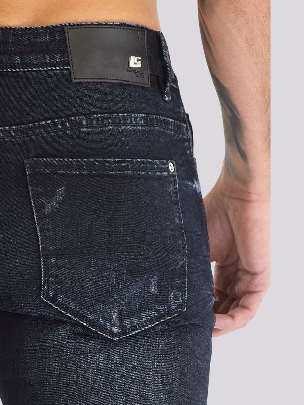 מכנסי ג?ינס BLK MARTIN בגזרה ישרה בצבע שחור קלאסי לגברים