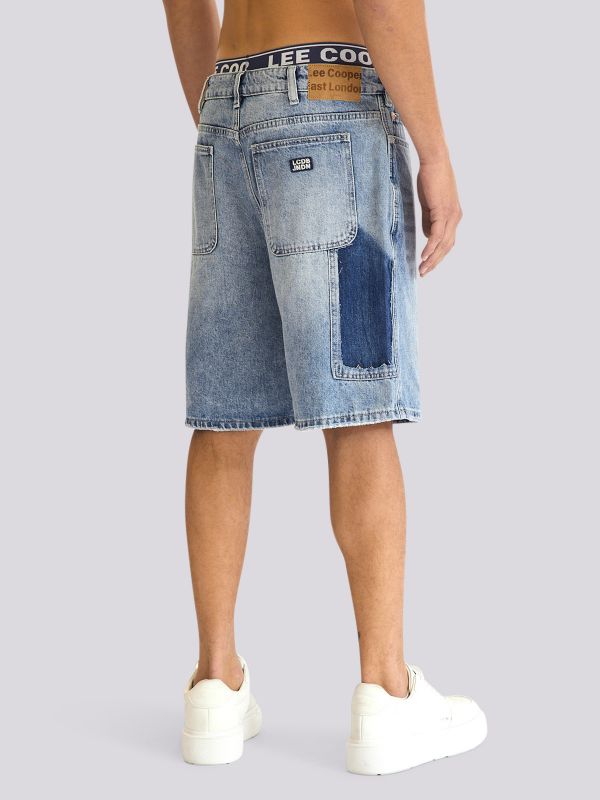 מכנסי ג?ינס קצרים בגזרת נוחות עם שרוך קשירה לגברים