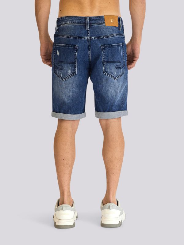 מכנסי ג?ינס קצרים במראה משופשף לגברים