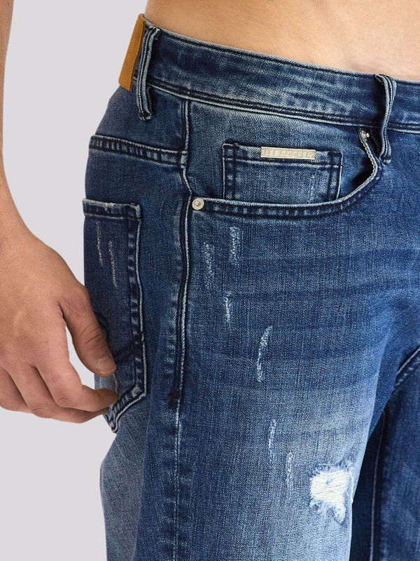 מכנסי ג?ינס קצרים במראה משופשף לגברים