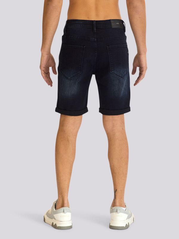 מכנסי ג?ינס קצרים בגוון כחול כהה נקי לגברים