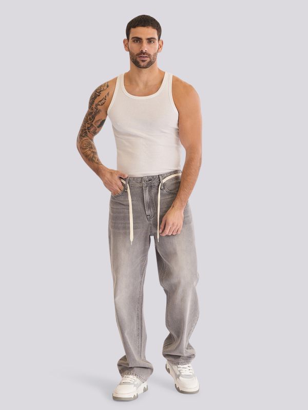 מכנסי ג?ינס WIDE FASHION במראה דנים רחב ושטוף לגברים