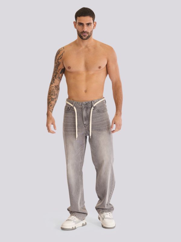 מכנסי ג?ינס WIDE FASHION במראה דנים רחב ושטוף לגברים