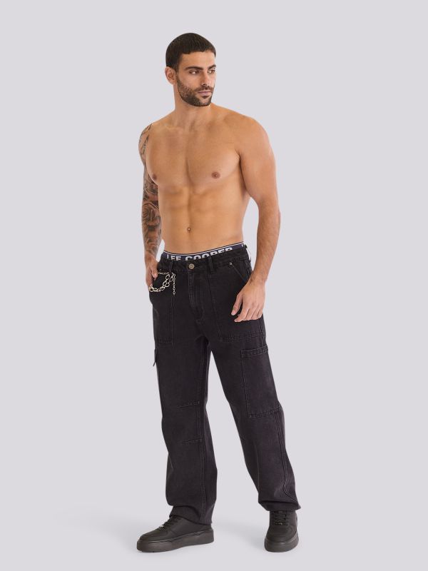 מכנסי ג?ינס WIDE FASHION בגוון כחול קלאסי וגזרה רחבה לגברים