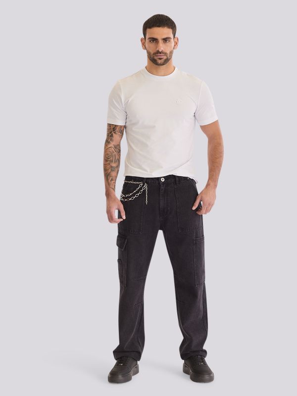 מכנסי ג?ינס WIDE FASHION בגוון כחול קלאסי וגזרה רחבה לגברים