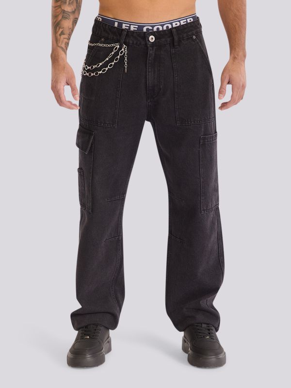 מכנסי ג?ינס WIDE FASHION בגוון כחול קלאסי וגזרה רחבה לגברים