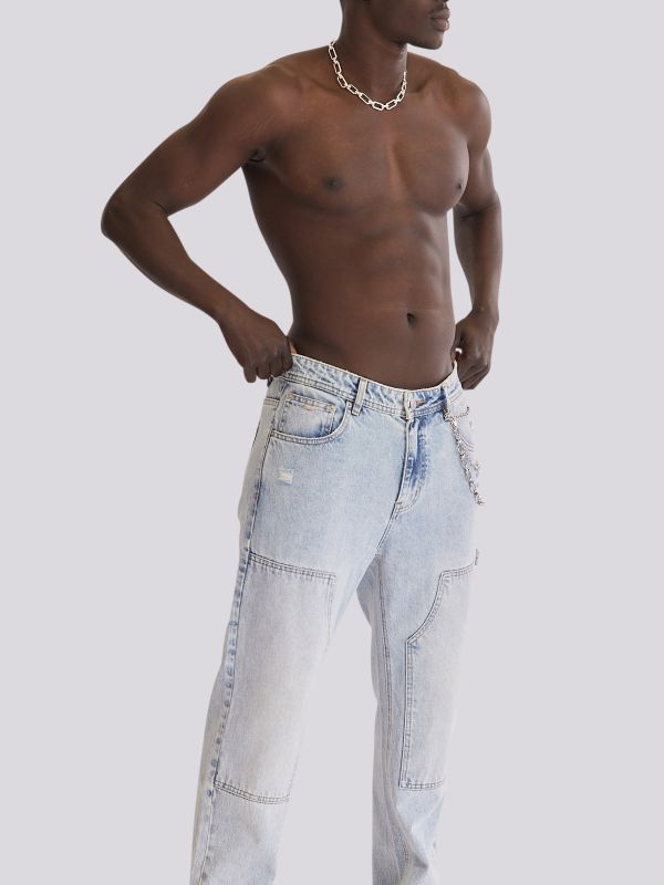 מכנסי ג?ינס WIDE FASHION בסטייל משוחרר וגוון כהה לגברים