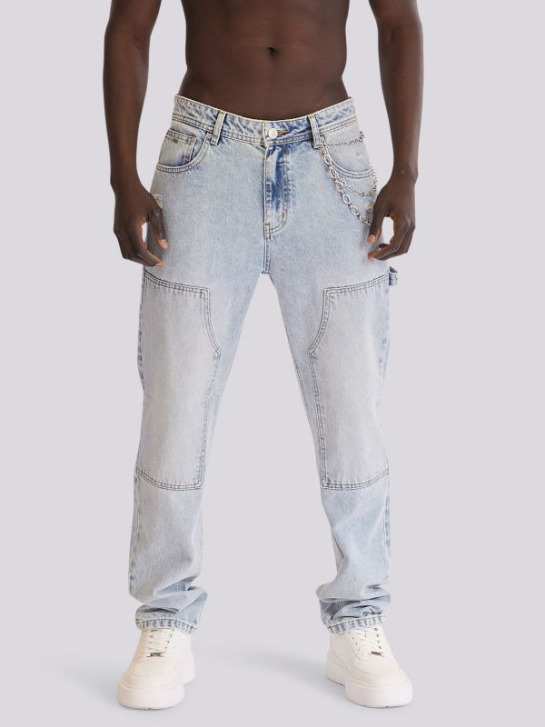 מכנסי ג?ינס WIDE FASHION בסטייל משוחרר וגוון כהה לגברים