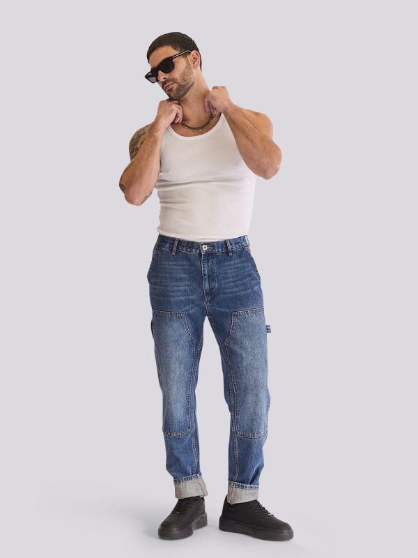 מכנסי ג?ינס CARPENTER FASHION בסגנון עבודה אופנתי לגברים