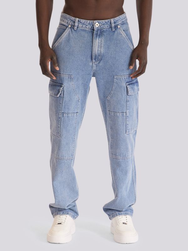 מכנסי ג?ינס CARGO FASHION בגזרת דגמ” ח מודרנית לגברים