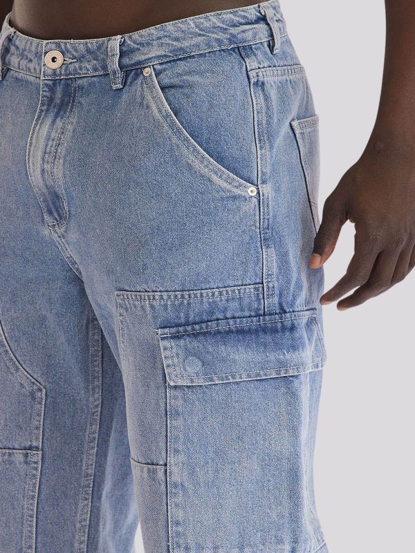 מכנסי ג?ינס CARGO FASHION בגזרת דגמ” ח מודרנית לגברים