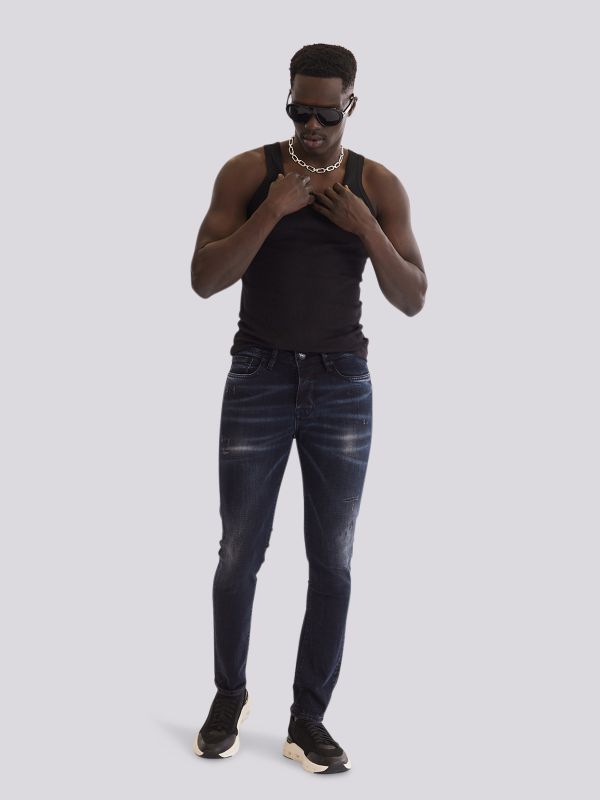 מכנסי ג?ינס BLU-BLK MARTIN בגזרה ישרה ובגוון כהה עמוק לגברים