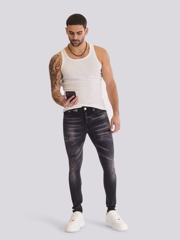 מכנסי ג?ינס SLIM MARTIN במראה דנים שטוף וצר לגברים