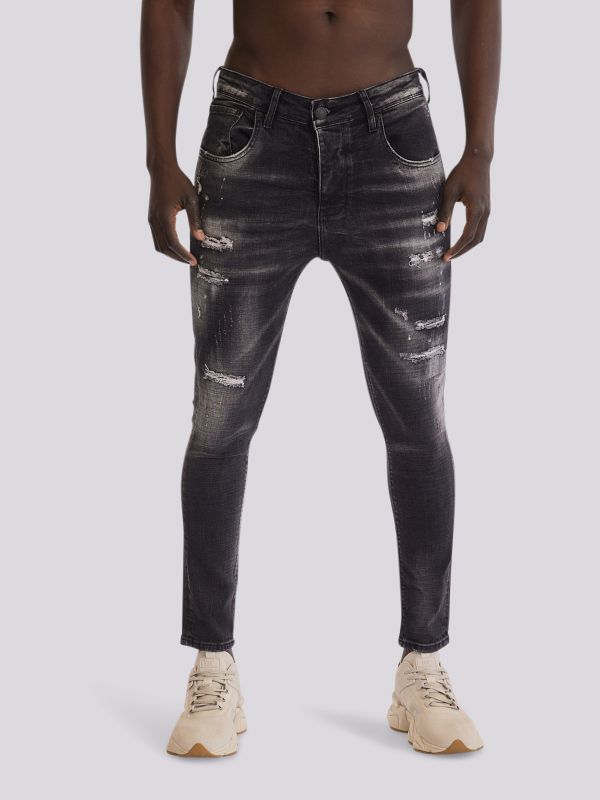 מכנסי ג?ינס BLK COLIN בסטייל שחור שטוף לגברים