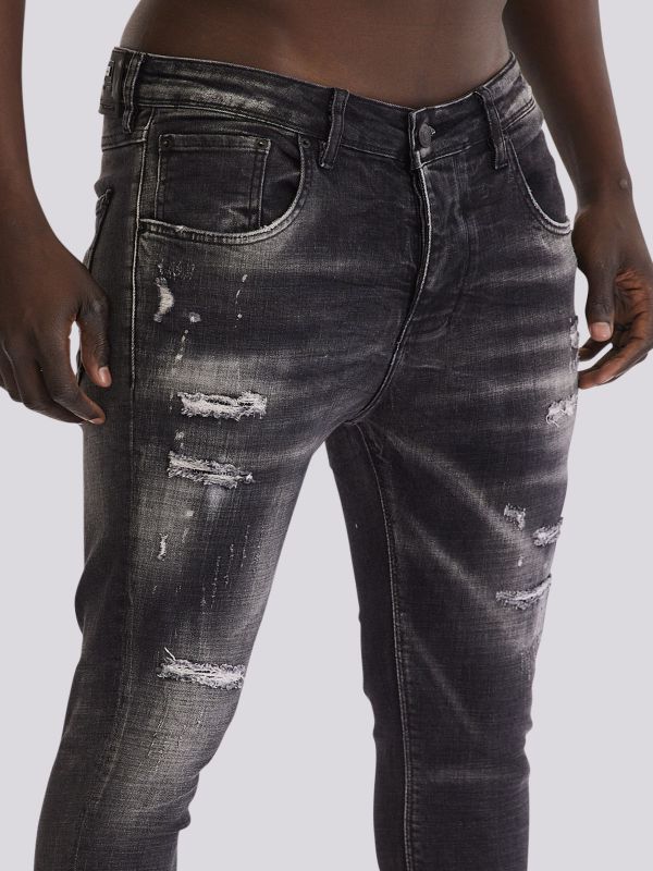 מכנסי ג?ינס BLK COLIN בסטייל שחור שטוף לגברים