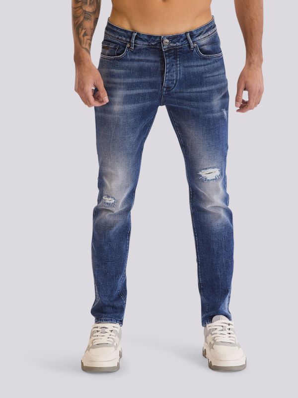 מכנסי ג?ינס MID MARTIN בגזרה ישרה ובגוון ביניים לגברים