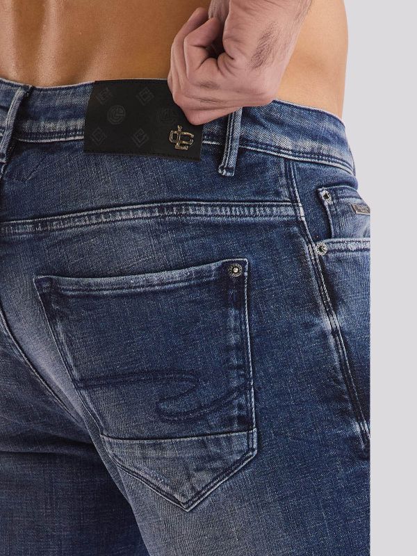 מכנסי ג?ינס MID MARTIN בגזרה ישרה ובגוון ביניים לגברים