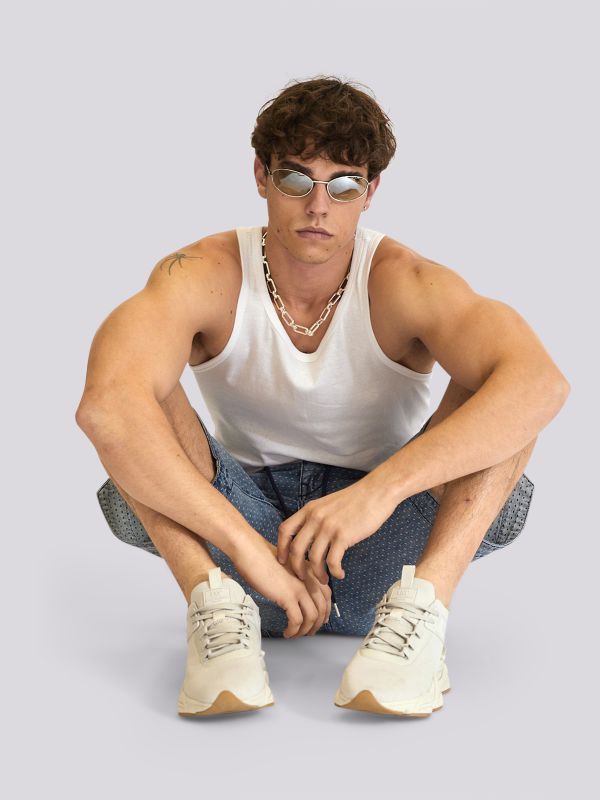 מכנסי ברמודה ג’ינס בהדפס לגברים