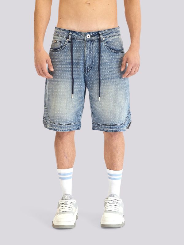 מכנסי ברמודה ג’ינס בהדפס לגברים