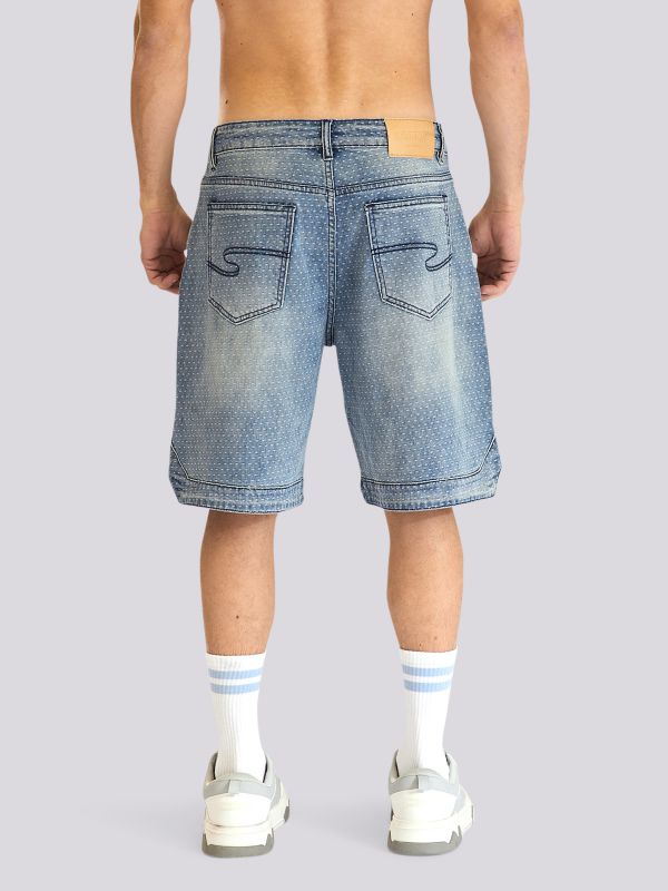 מכנסי ברמודה ג’ינס בהדפס לגברים