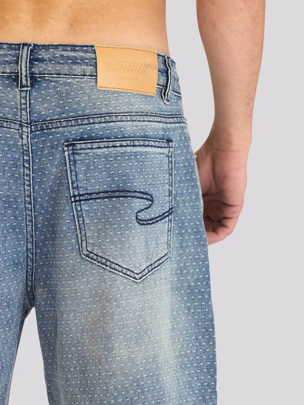 מכנסי ברמודה ג’ינס בהדפס לגברים