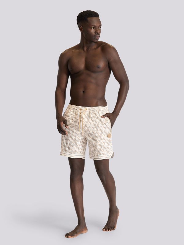 מכנסי ברמודה בהדפס לוגו