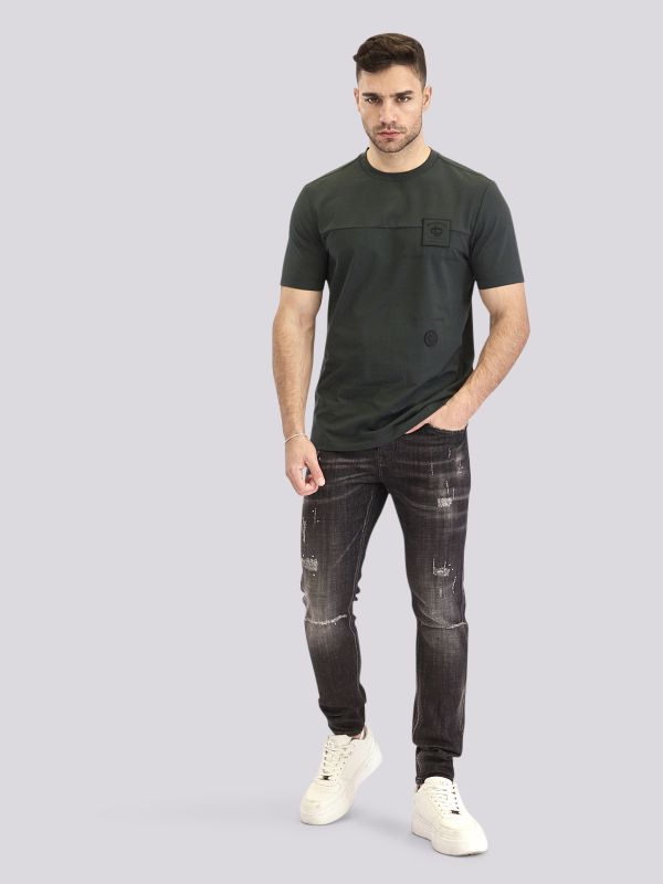 חולצת טי-שרט אוברסייז עם הדפס גרפי מודרני לגברים