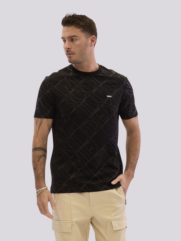 חולצת טי-שרט בגזרה ישרה עם לוגו רקום לגברים