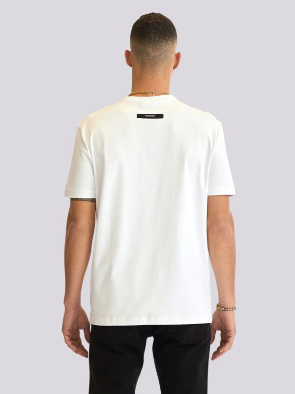 חולצת טי-שרט אוברסייז עם הדפסי טקסט ותמונה לגברים