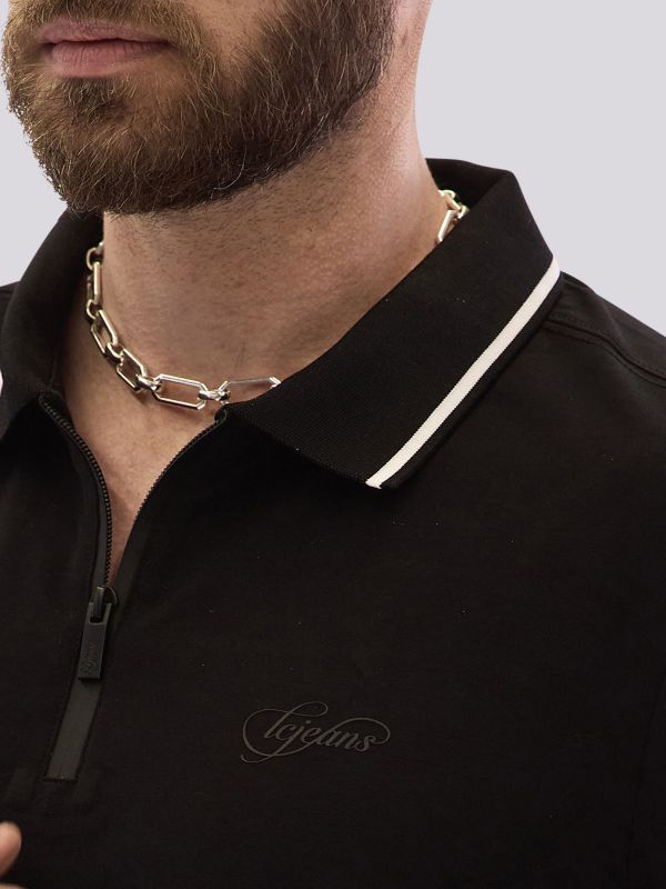 חולצת פולו אופנתית עם סגירת רוכסן לגברים