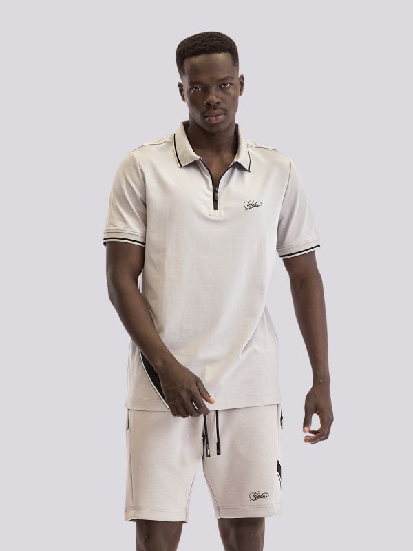 חולצת פולו אופנתית עם סגירת רוכסן לגברים