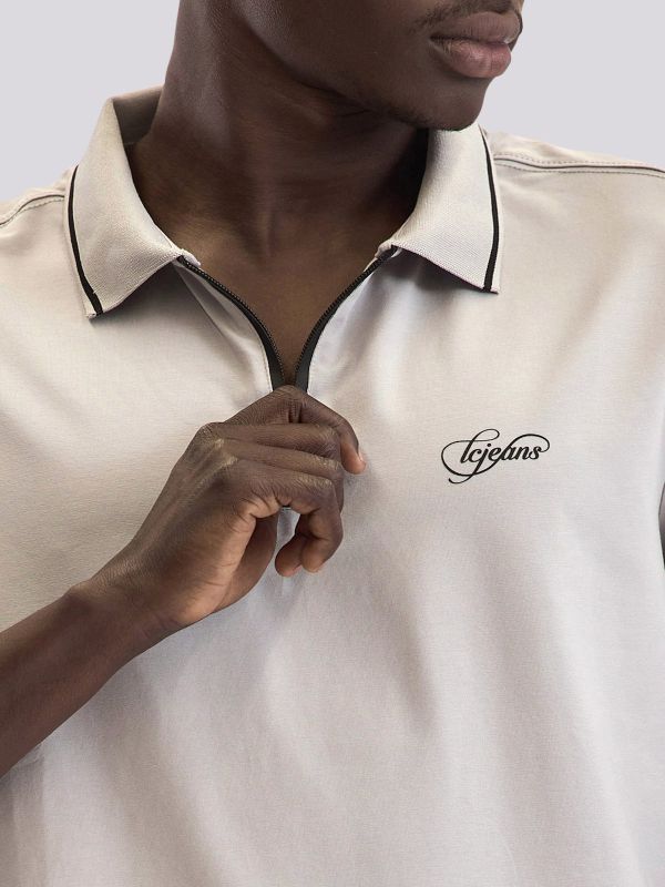 חולצת פולו אופנתית עם סגירת רוכסן לגברים