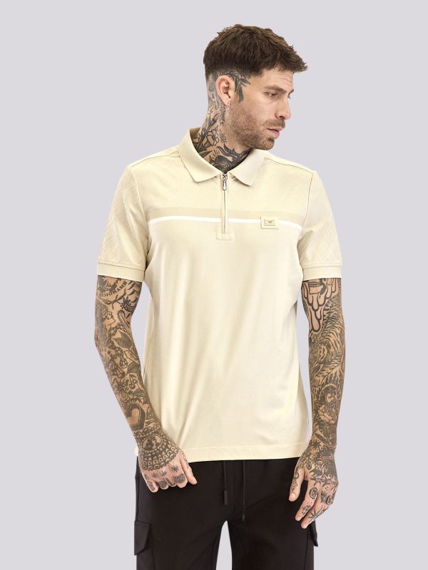 חולצת פולו עם פסים ורוכסן