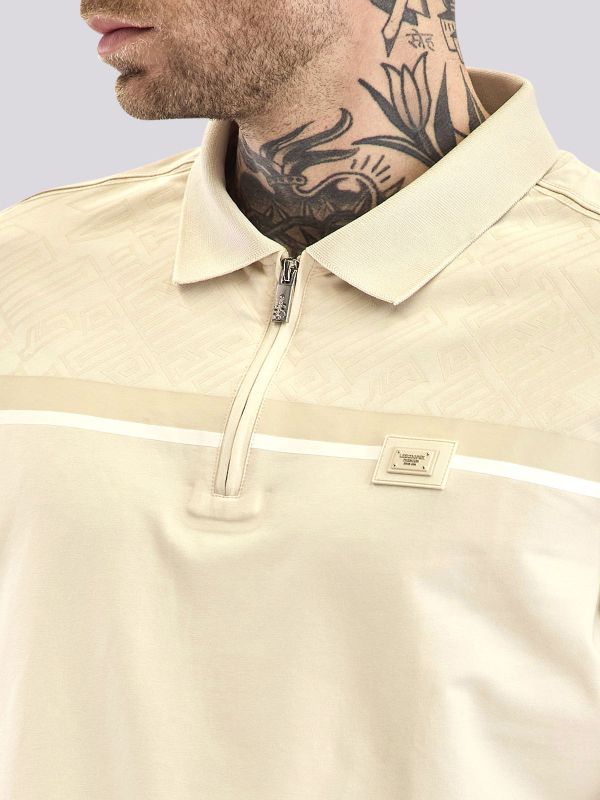 חולצת פולו עם פסים ורוכסן