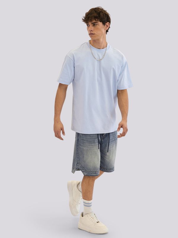 חולצת טי-שרט אוברסייז עם הדפס גרפי לגברים