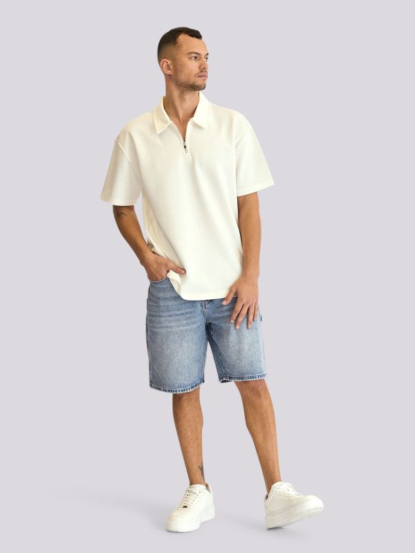 חולצת פולו מעוצבת עם צווארון רוכסן לגברים