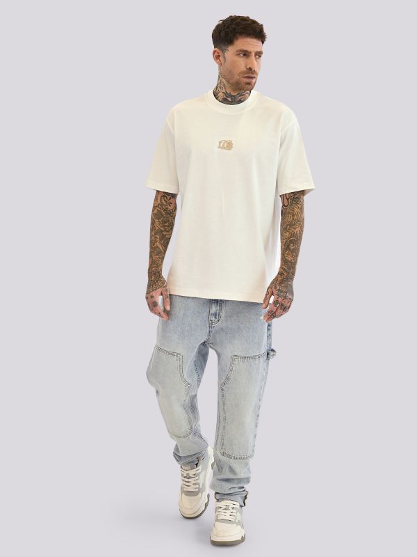 חולצת טי-שרט עם הדפס טיפוגרפי קטן לגברים