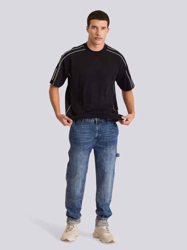 חולצת טי-שרט אוברסייז חלקה ונקייה לגברים