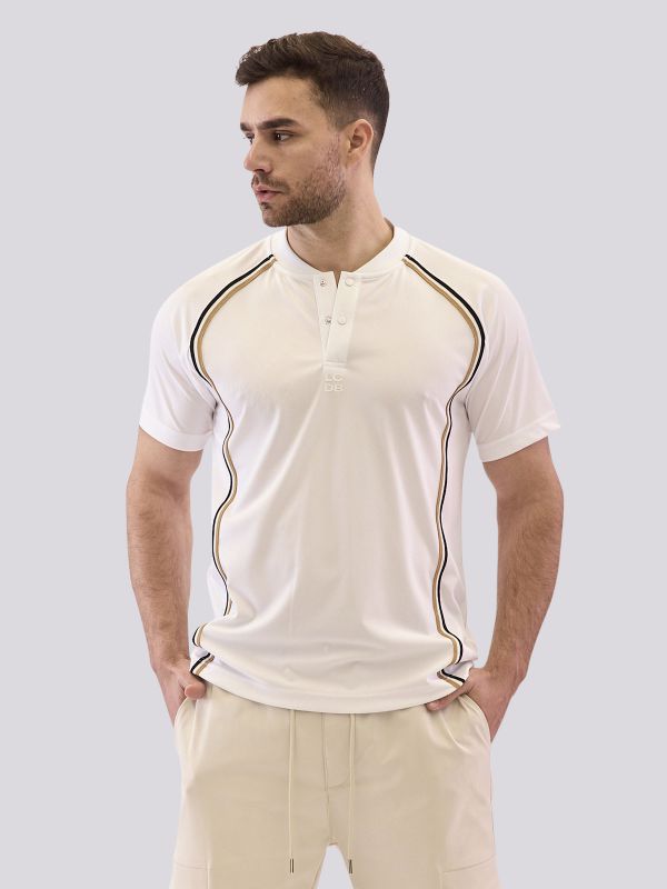 חולצת טי-שרט בסגנון ” הנלי”  עם כפתורים לגברים